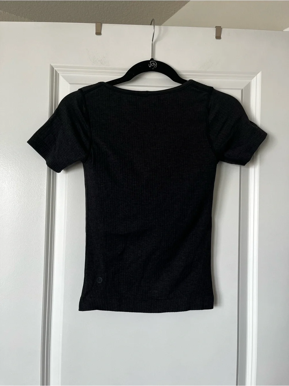 lululemon athletica dark charcoal gray Ribbed Scoop Neck Short Sleeve Top
